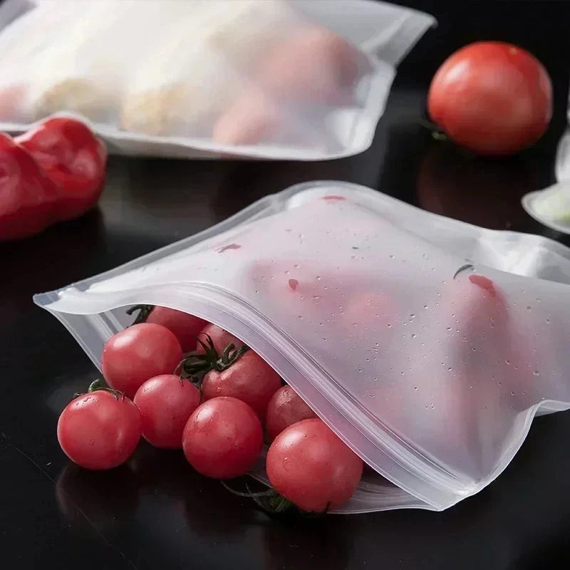 1/5/10 Pcs Reusable Ziplock Silicone Bags Dishwasher Safe Freezer Bag Lunch Bag Sandwich Bags BPA Free for Food Storage Home - AMULET RING STORE