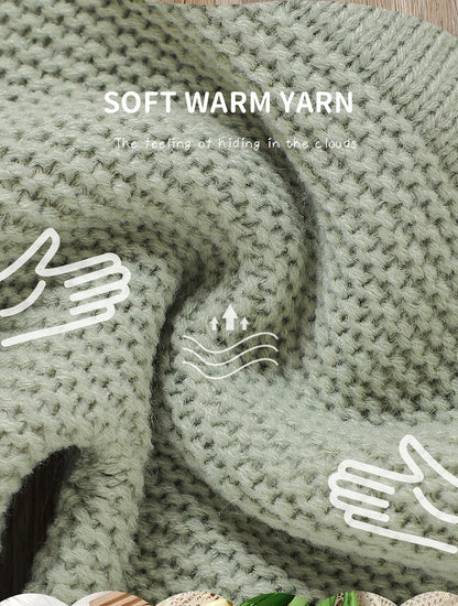 Autumn Baby Clothes Sets Knit Infant Boy Girl Sweater Long Sleeve+Romper Sleeveless Newborn Kid Pullover+Jumpsuit Foot Wrap 0-9M - AMULET RING STORE