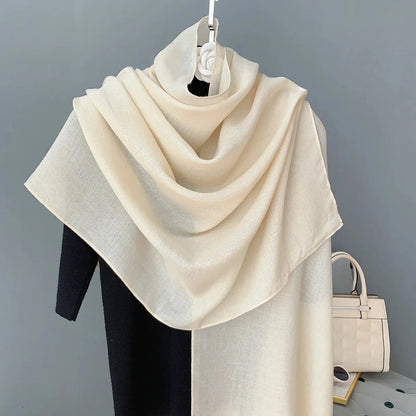 New Solid Cotton Scarf for Women Winter Warm Tassel Linen Pashmina Scarves Hijab Lady Foulard Shawls Wraps Female Bandana