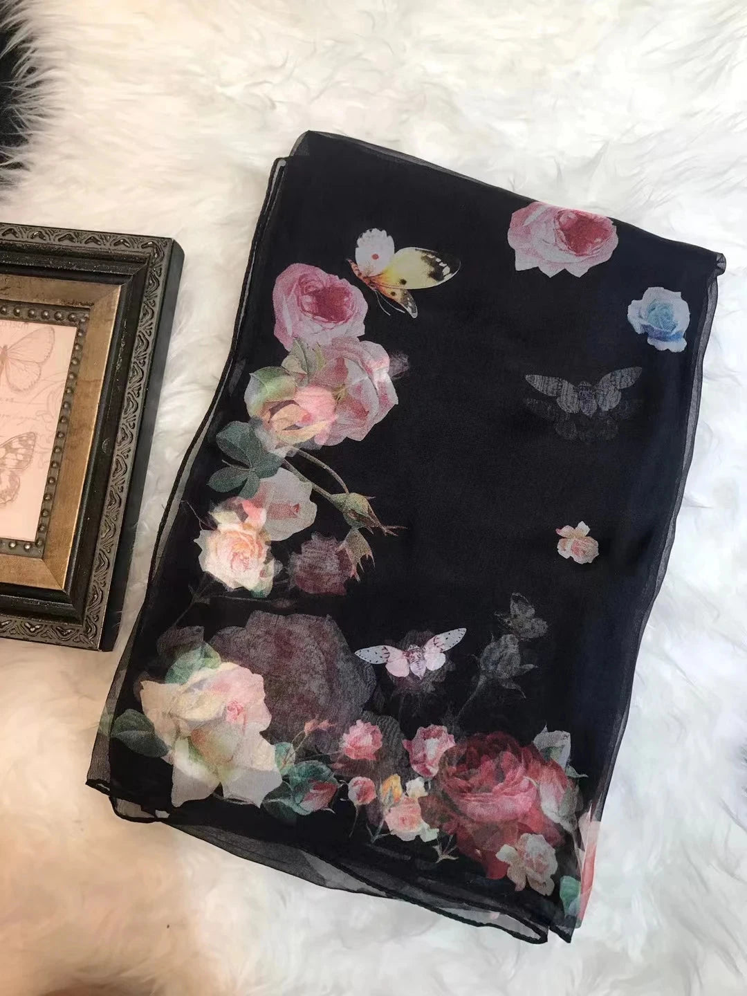 BYSIFA|New Black Pink Peony 100% Silk Shawl Scarf Women Chiffon Long Silk Scarves Cape Summer Foulard Winter Brand Scarves Wraps