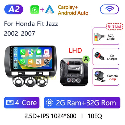 2 Din Android 10.0 Car Stereo Radio Multimedia Video Player For Honda Fit Jazz City 2002 2003 2004 2005 2006 2007 GPS Navigation - AMULET RING STORE