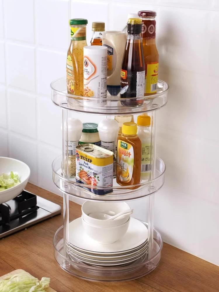 360 Rotation Cabinet Turntable Organizer Storage Spice Rack Drink Cosmetic Storage Rack PET Kitchen Turntable Bathroom Tray - AMULET RING STORE