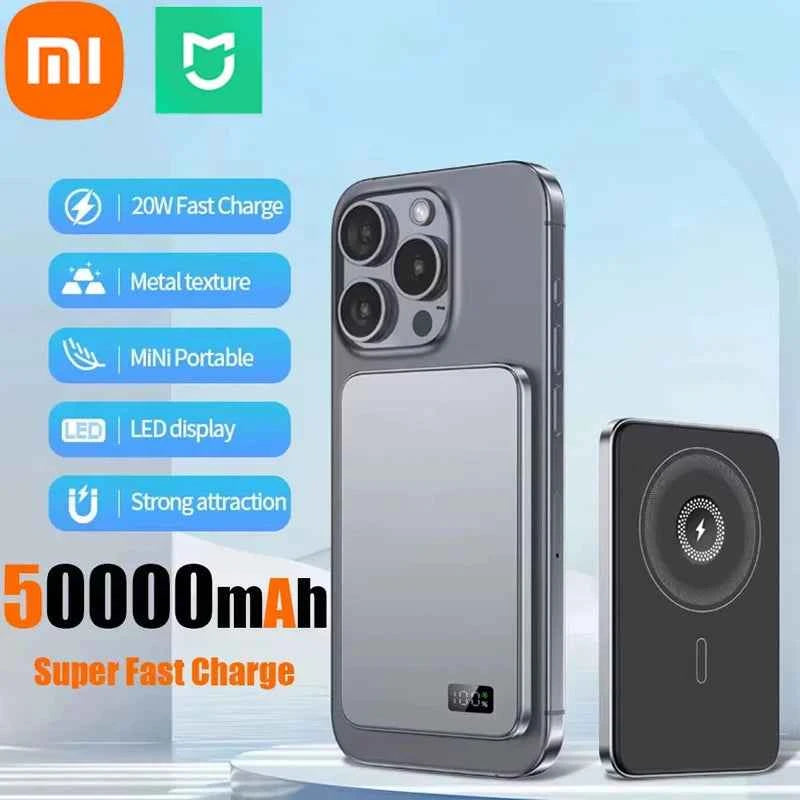 Xiaomi MIJIA 50000mAh Ultra Thin Power Bank for Magnetic Wireless Fast Charging LED Display Portable Battery For iPhone Samsung
