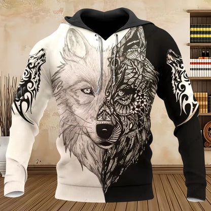 2025 New Hoodie 3D Print Harajuku Print Pullover Men's Hooded Sweatshirt Kangaroo Pocket Vintage Male Clothing Fall Long Sleeve