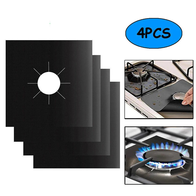 4 Pieces 27 Cm Gas Stove Surface Protection Pad Washable Oil And Dirt Resistant Kitchen Cleaning Accessories - AMULET RING STORE