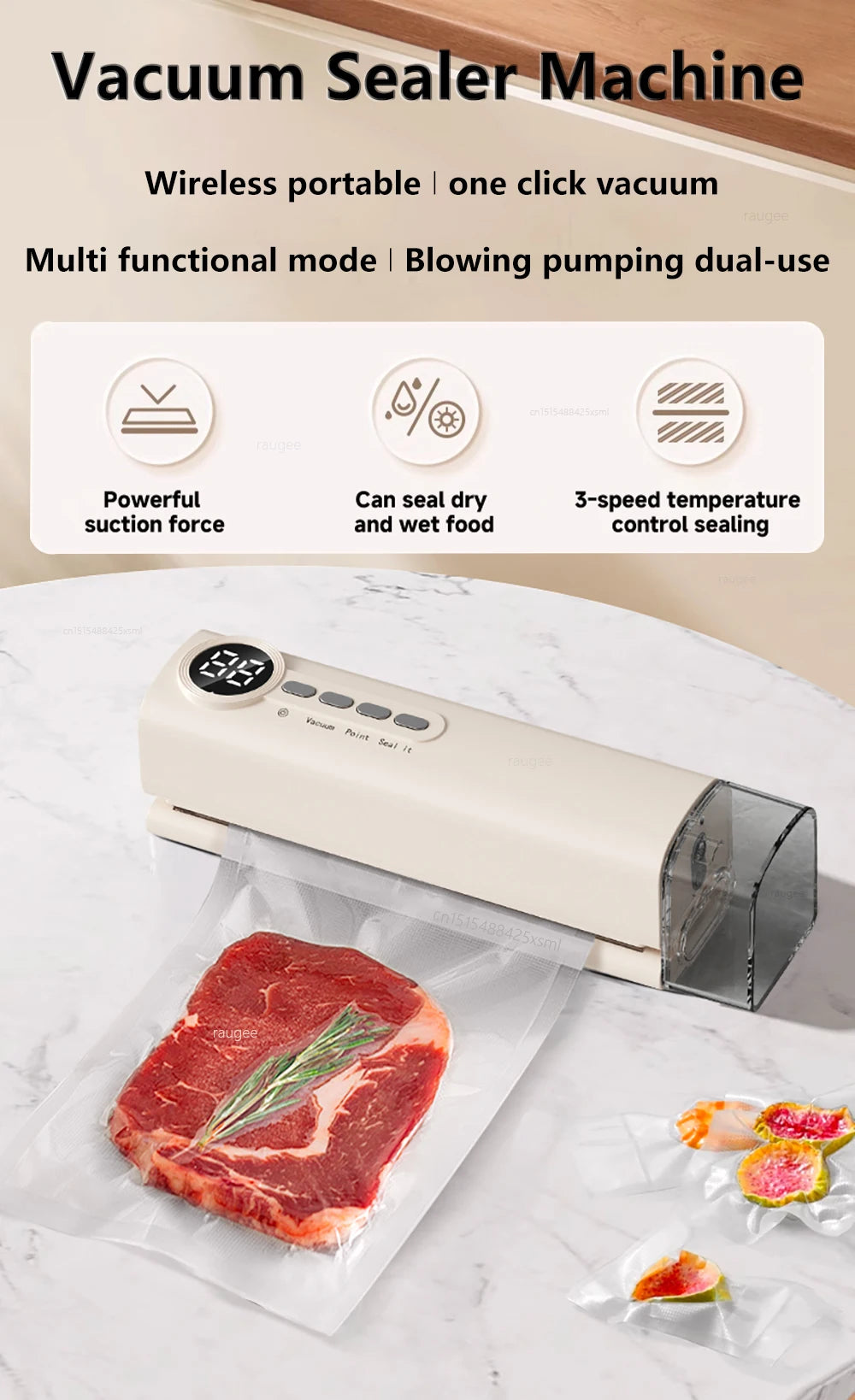 Vacuum Sealer Mini Wireless Food Vacuum Sealing Machine USB Rechargeable Automatic Plastic Bags Sealer For Household Use - AMULET RING STORE
