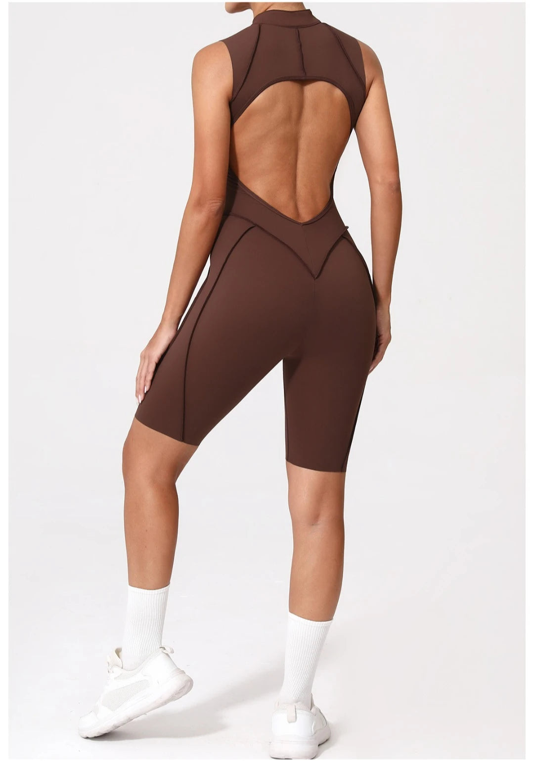 Seamless Yoga Jumpsuit Sports Fitness Backless Tight Zipper Long-sleeved One-Piece Workout Clothes Gym Leggings Sportswear
