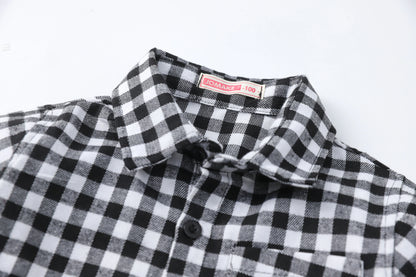 New Spring and Autumn Winter Boys and Girls 1-14 Years Old Classic Woolen Checkered Shirt Student Dress Versatile Shirt