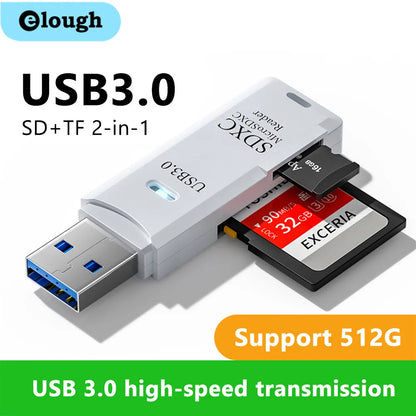 2 in 1 USB 3.0 Card Reader Micro TF sd card Reader usb adapter High Speed Cardreader TF Memory card For PC Laptop Accessories - AMULET RING STORE