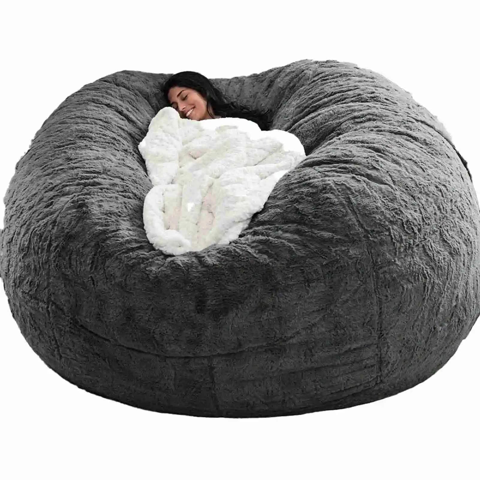 No Stuffed Gray Bean Bags Chair Giant Bean Bags Pouf Sofa Bed Puff Futon Room Seat Tatami Relax Lounge Furniture Only Bags Case