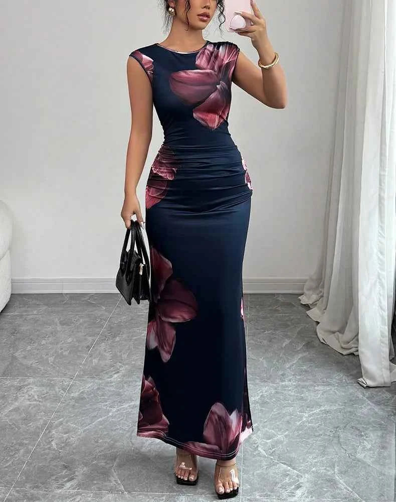 Sexy Bodycon Maxi Dresses For Women 2025 Summer Fashion Sleeveless O-neck Slim Long Party Dress Elegant Vestidos