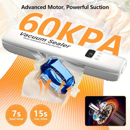 3-in-1 Automatic Vacuum Sealer Machine Upgraded Food Saver With LED Display & 10 Vacuum Bags Multi-Functional Kitchen Appliance - AMULET RING STORE