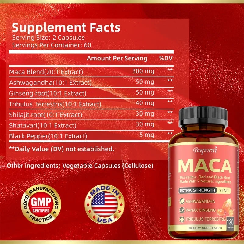 Maca Root Capsules - Improve Athletic Performance and Endurance, Improve Mood, Boost Energy Production, and Strengthen ImmunityS - AMULET RING STORE