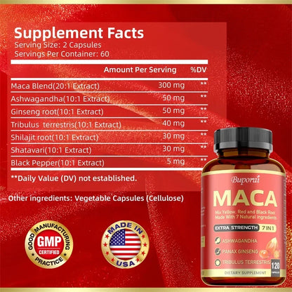 Maca Root Capsules - Improve Athletic Performance and Endurance, Improve Mood, Boost Energy Production, and Strengthen ImmunityS - AMULET RING STORE