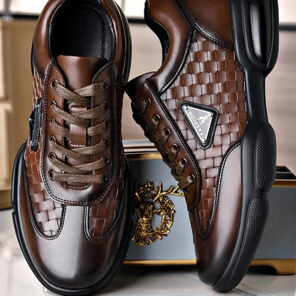 Men's Shoes Original Casual Leather Men Training Wear Resistant Sneakers Outdoor Male Treking Footwear Breathable Lace-up Shoes