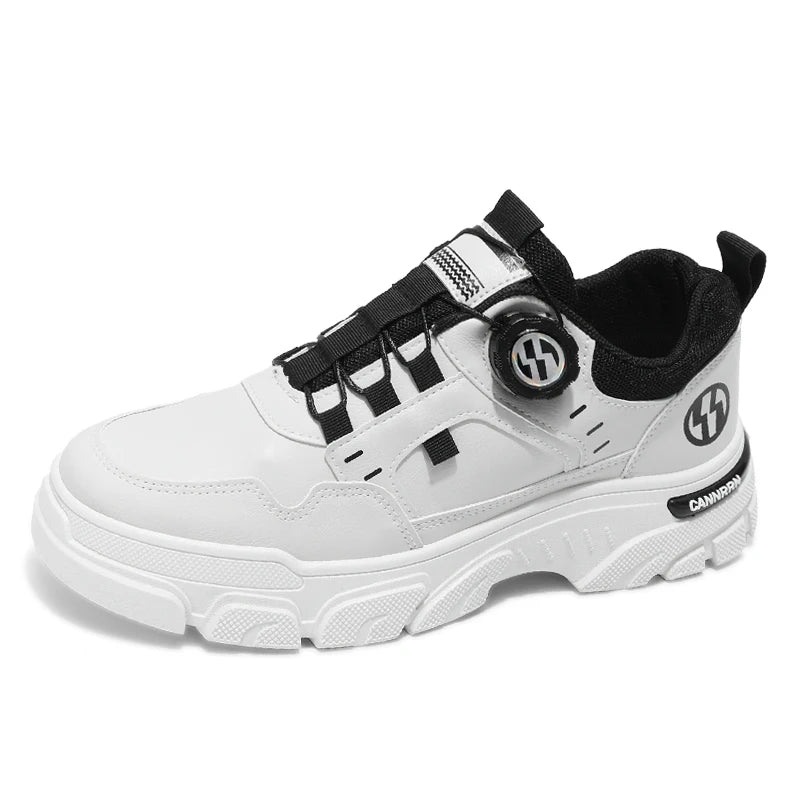 Men's boots autumn and winter new rotating shoelaces fashion casual boots youth outdoor boots anti slip soft sole workwear boots - AMULET RING STORE