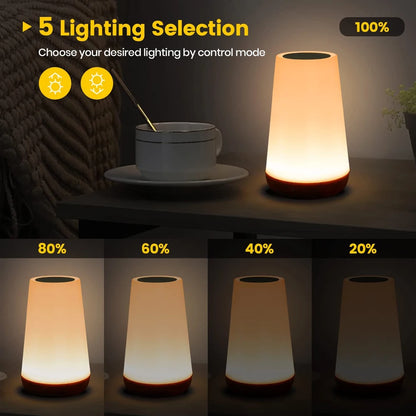 13 Color LED Changing Night Light RGB Remote Control Touch Dimmable Lamp Portable Table Bedside Lamp USB Rechargeable Night Lamp - AMULET RING STORE