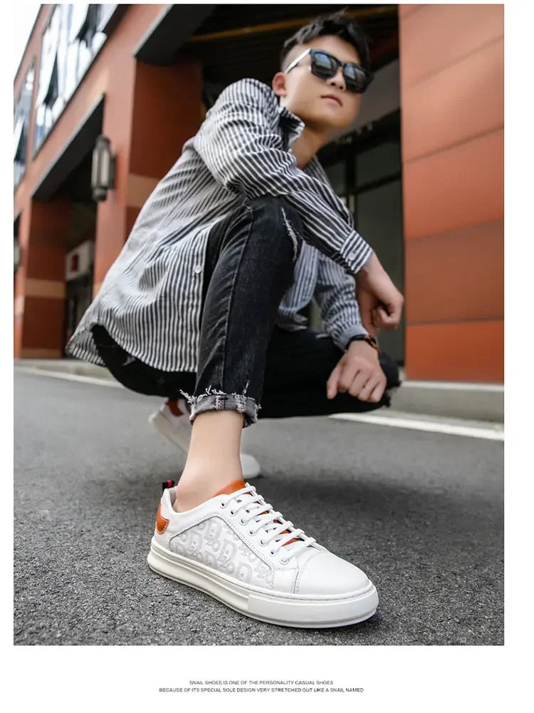 Leisure Shoes 2025 New Wear-resistant Fashion Shoes Anti-slip Anti-odor Leather Sports Thick Soles All Match Street Men's Shoes - AMULET RING STORE