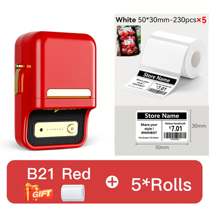 NIIMBOT B21/B1 Portable Thermal Printer 1500mAh Wireless Sticker Printer With Self-adhesive Labels For Barcode Clothing Jewelry
