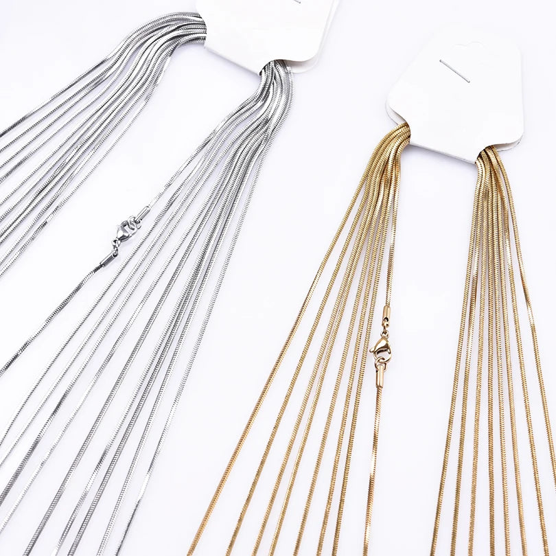Wholesale 45/50/60/70cm Snake Chain Necklace Stainless Steel Necklaces For Women Men Accessories Vintage Jewelry Collares Hombre - AMULET RING STORE