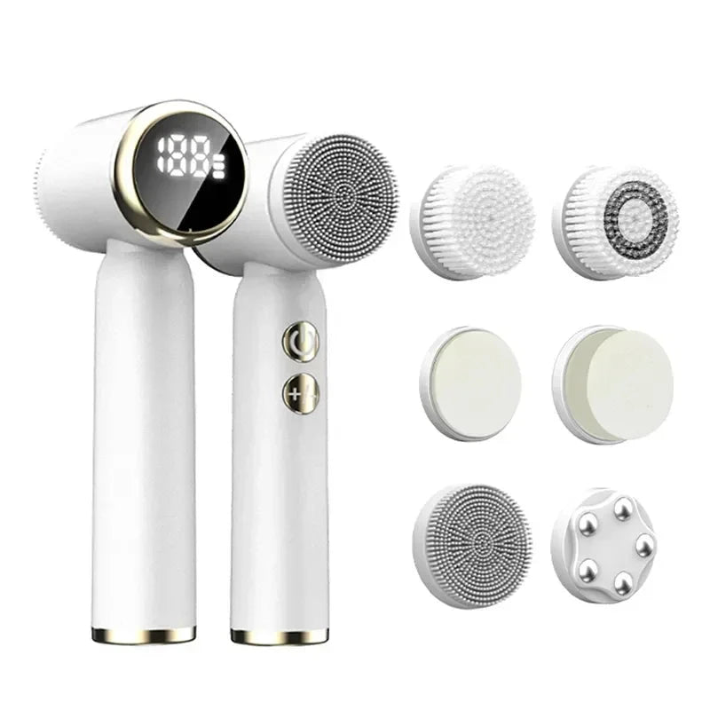 6 In 1 Electric Cleansing Brush Sonic Rotating Cleansing Brush Facial Clean and Remove Acne Pore Skin Rejuvenation Beauty Care