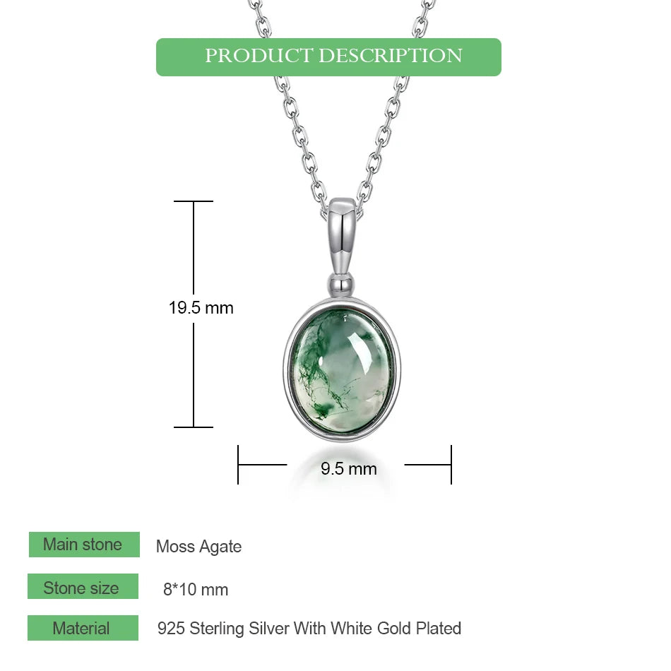 WES 100% 925 Silver Natural Unique Boho Moss Agate Pendant Necklace for Woman Earth Day Forest Jewelry Engagement Gift Wholesale - AMULET RING STORE