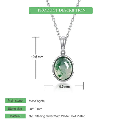 WES 100% 925 Silver Natural Unique Boho Moss Agate Pendant Necklace for Woman Earth Day Forest Jewelry Engagement Gift Wholesale - AMULET RING STORE