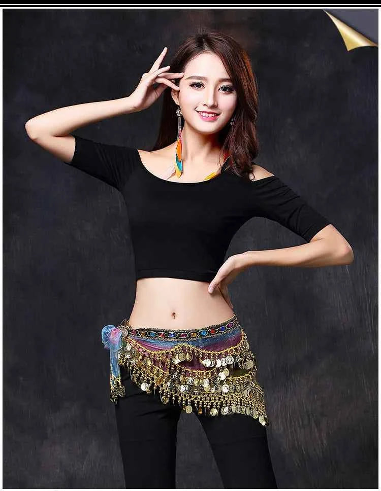 Oriental/Indian Belly Dance Coin Belt BellyDance Hip Scarf Golden Coins Belly Dance Costume Accessories Dancing Coin Belt