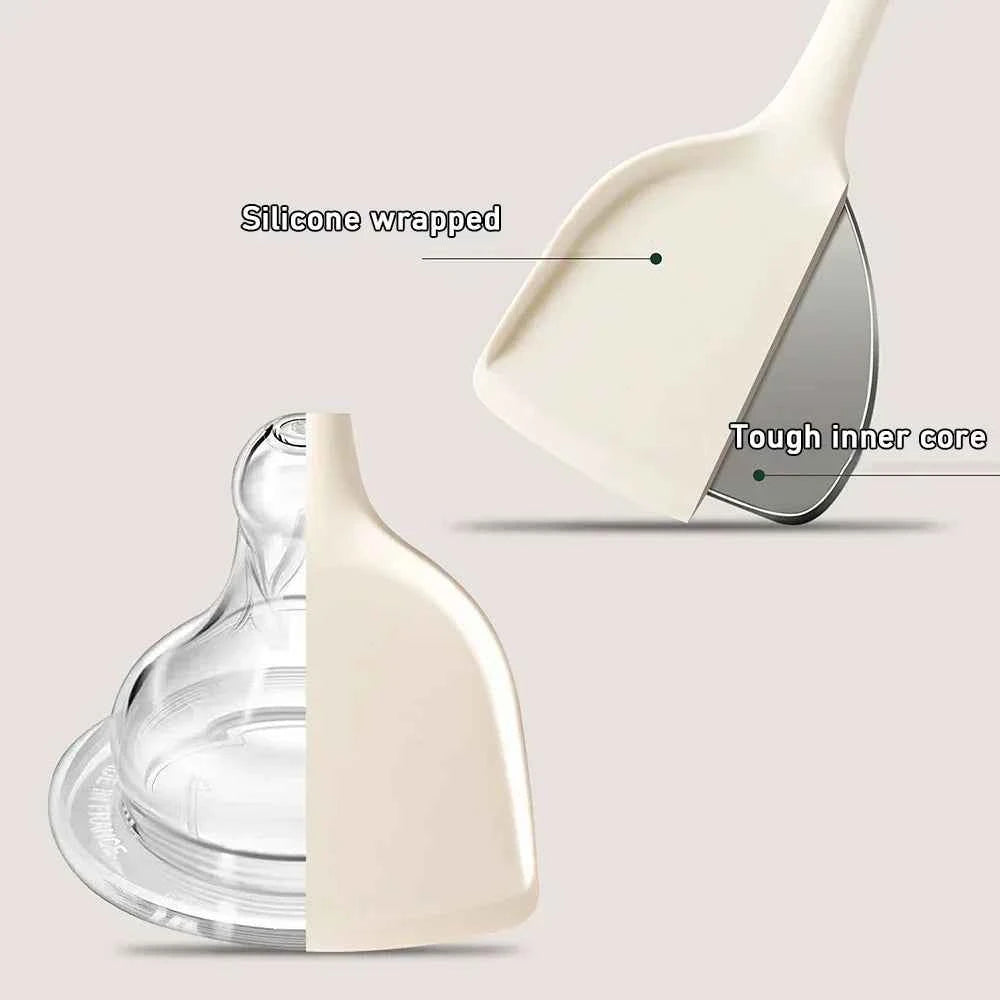 7Pcs Beige White Silicone Kitchenware Cooking Utensils Heat-resistant Spatula Turner Pasta Colander Shovel Kitchen Accessories