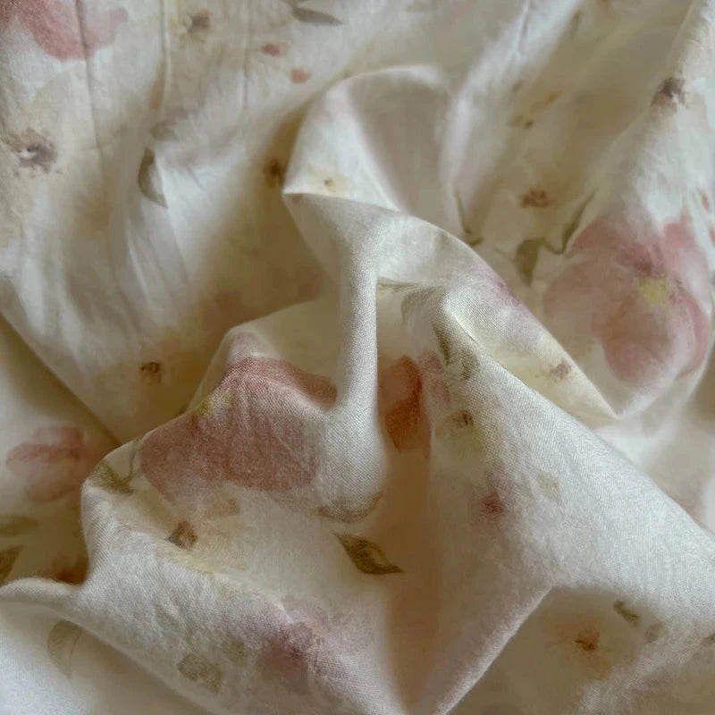 Washed Cotton Duvet Cover Sets Single/Queen/king Flower Printed Bedding Set Princess Style e housse de couette 220x240 with Lace - AMULET RING STORE