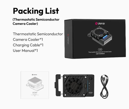 Ulanzi CU01 Thermostatic Semiconductor Camera Cooler Camera Cooling Fan Radiator 4K Recording Kit Heat Sink for Sony Canon Nikon