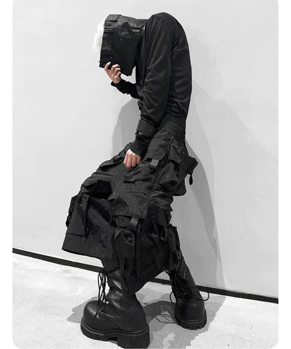 Mauroicardi Spring Summer Cool Handsome Thin Black Nylon Cargo Shorts for Men with Many Pockets Luxury Emo Techwear Clothes 2025