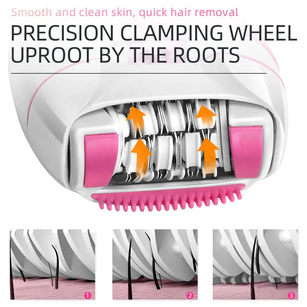 Kemei Women's Electric Epilator Rechargeable Body Hair Removal Machine Shaving for Private Part Bikini Facial Armpit Depilation - AMULET RING STORE