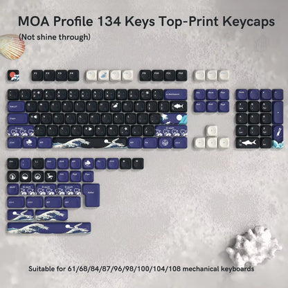 134 Keys Pink Cat  MOA Profile PBT Keycaps Customs Dye Sub Key caps for 61/87/104 Cherry MX Switch Gaming Mechanical Keyboard