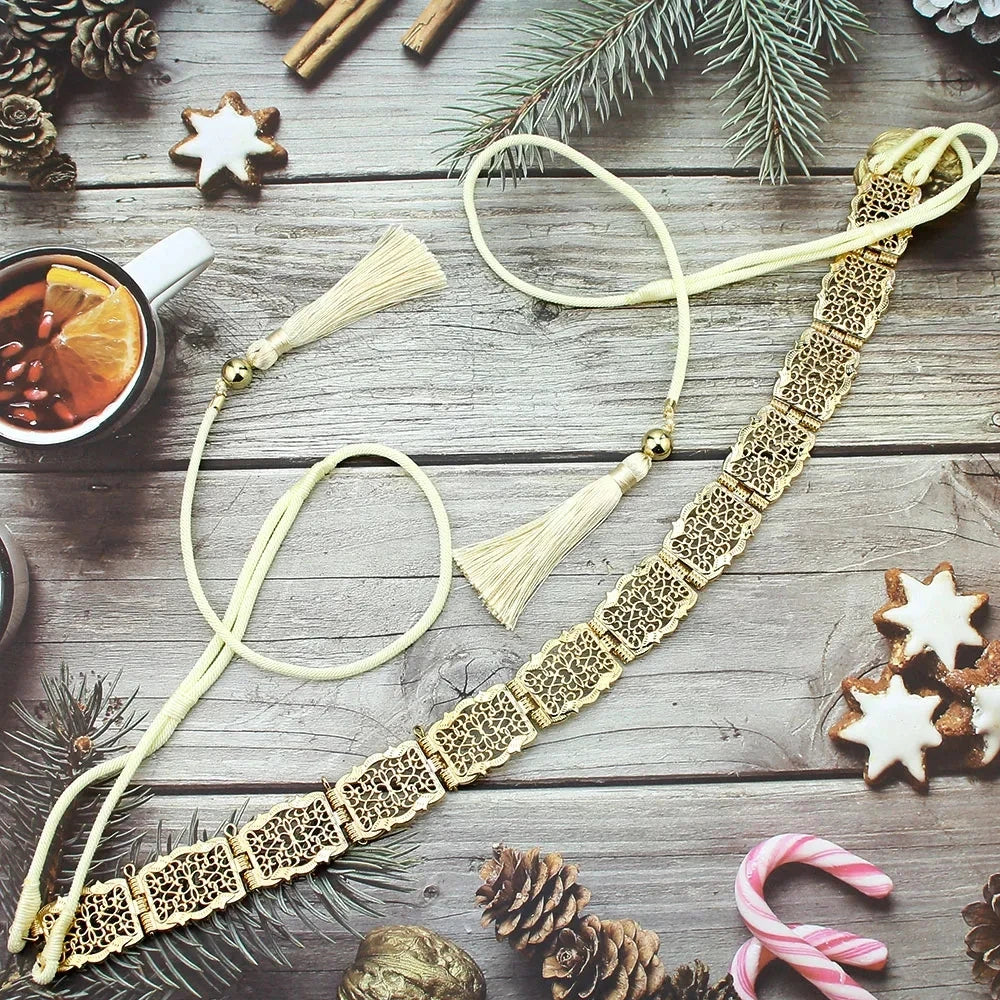 Arabic Style Women Belt Metal Waist Chain Adjustable Length Moroccan Caftan Belt