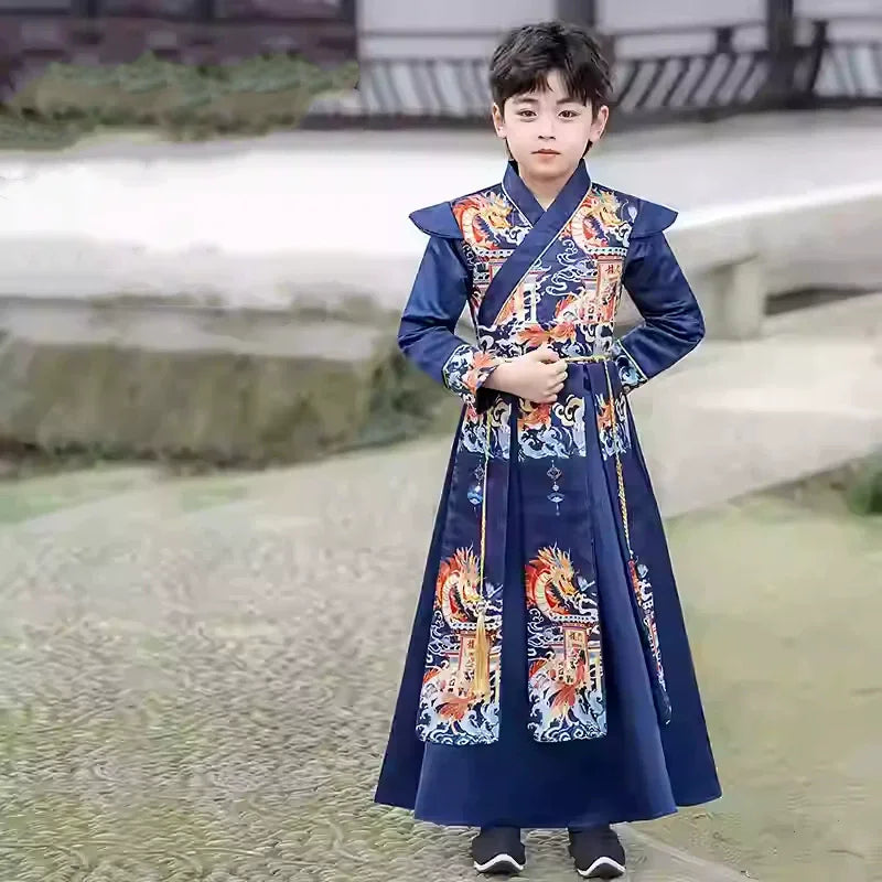 Long Sleeve Boy Hanfu Modern Dress Baby Cosplay Boys Outfit Ancient Stage Kids Clothing Vestidos Casual Children Chinese Costume