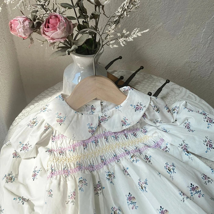 2024 New Autumn 0-3Yrs Kids Princess Dress Baby Bodysuits Long Sleeved Cotton Print Infant Baby Girls Party Dress Sister Clothes