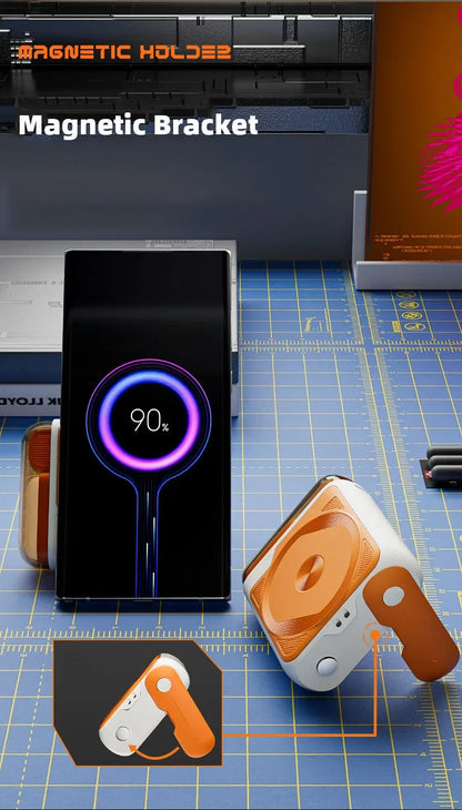 10000mAh Wireless Power Bank with Stand USB C Cable PD20W Fast Charging Magnetic External Spare Battery for IPhone Samsung Xiaom - AMULET RING STORE