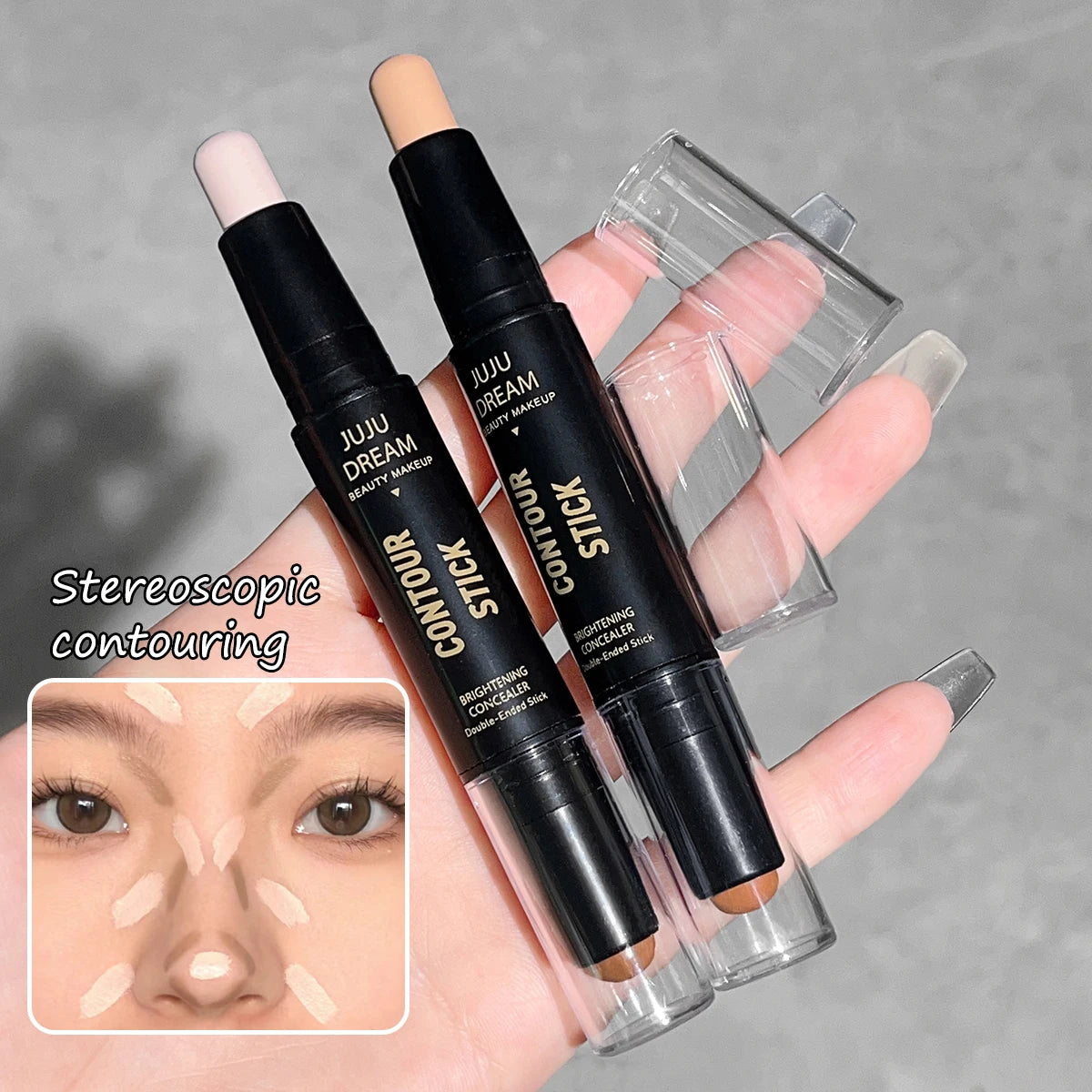 Dual-ended contour stick, facial foundation, concealer, long-lasting dark circles, correcting contour concealer, makeup - AMULET RING STORE