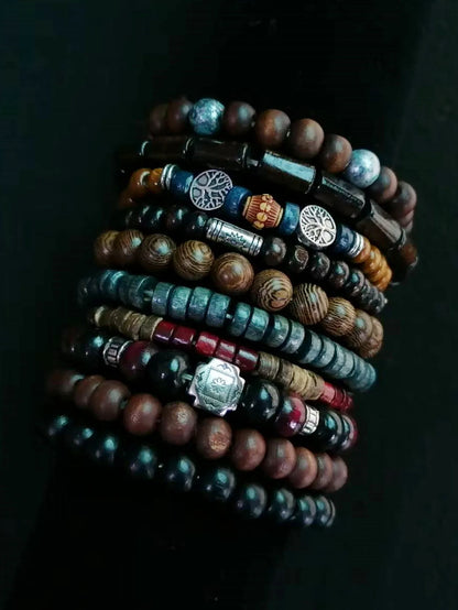 Khaki Tree 10 Pcs/set Black Wrap Woven Fashion Handmade Men Bracelets Male Women Leather Bracelets Men Bangle Wholesale Jewelry