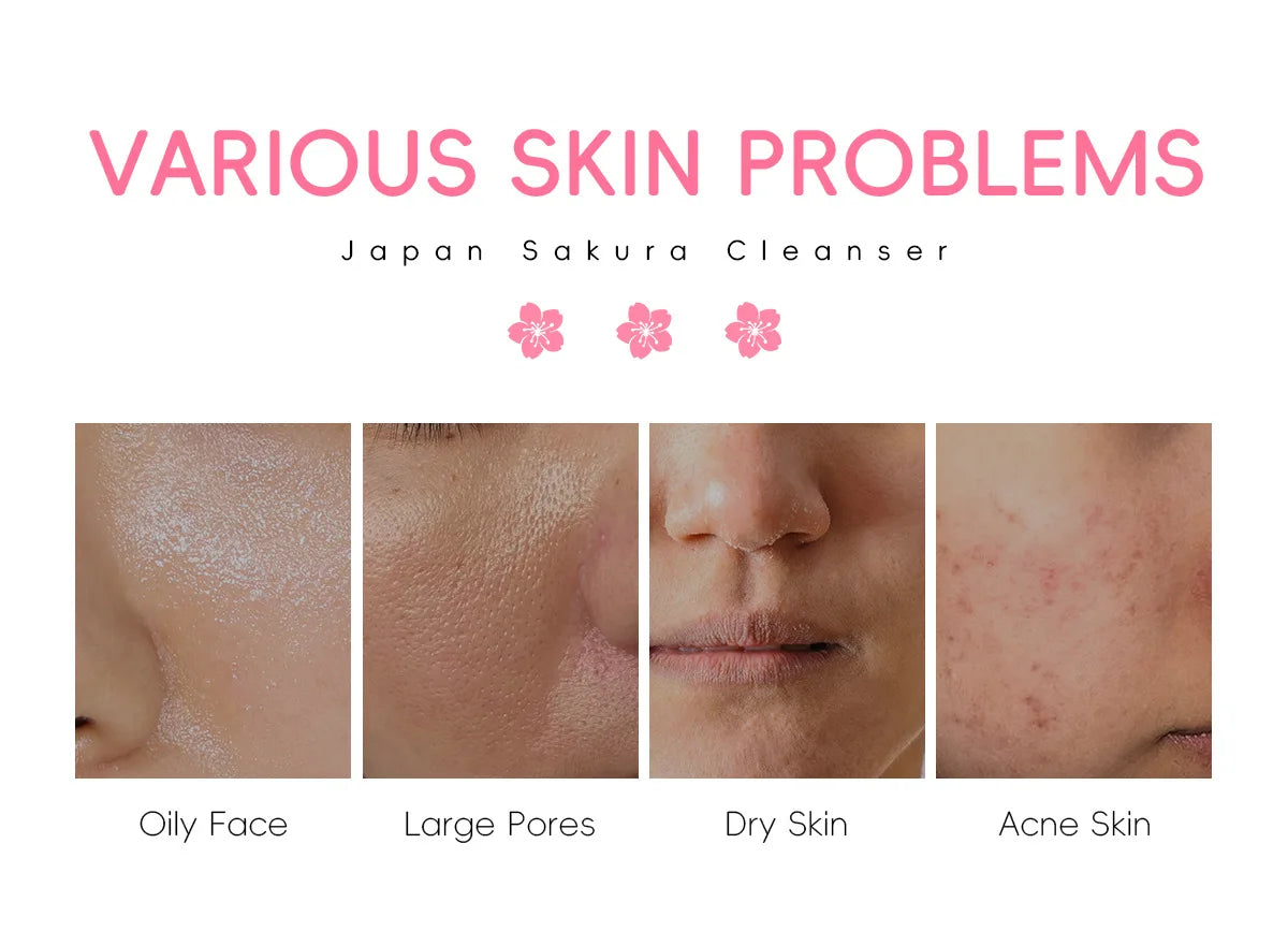 LAIKOU Japan Sakura Cleanser Gentle Deep Cleaning Oil Control Moisturizing Shrink Pores Face Skin Care Skin Cleanser 50g