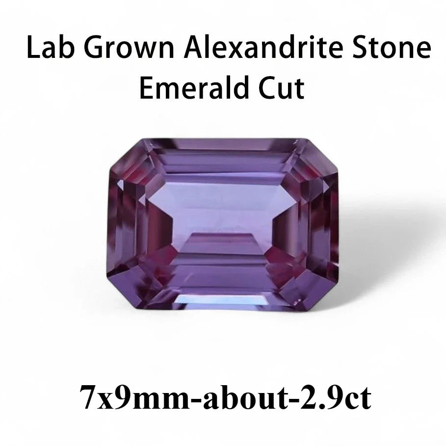 Emerald Cut Lab Grown Alexandrite AGL Certificate Loose Gemstone For Earrings Ring Jewelry Diy Making