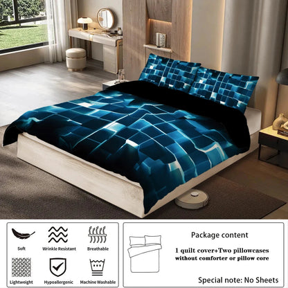 3pcs Duvet Cover Set, Red Transparent Grid Visual Effects Print, Soft, Comfortable and Breathable, Bedding Set for Bedroom,Hotel - AMULET RING STORE