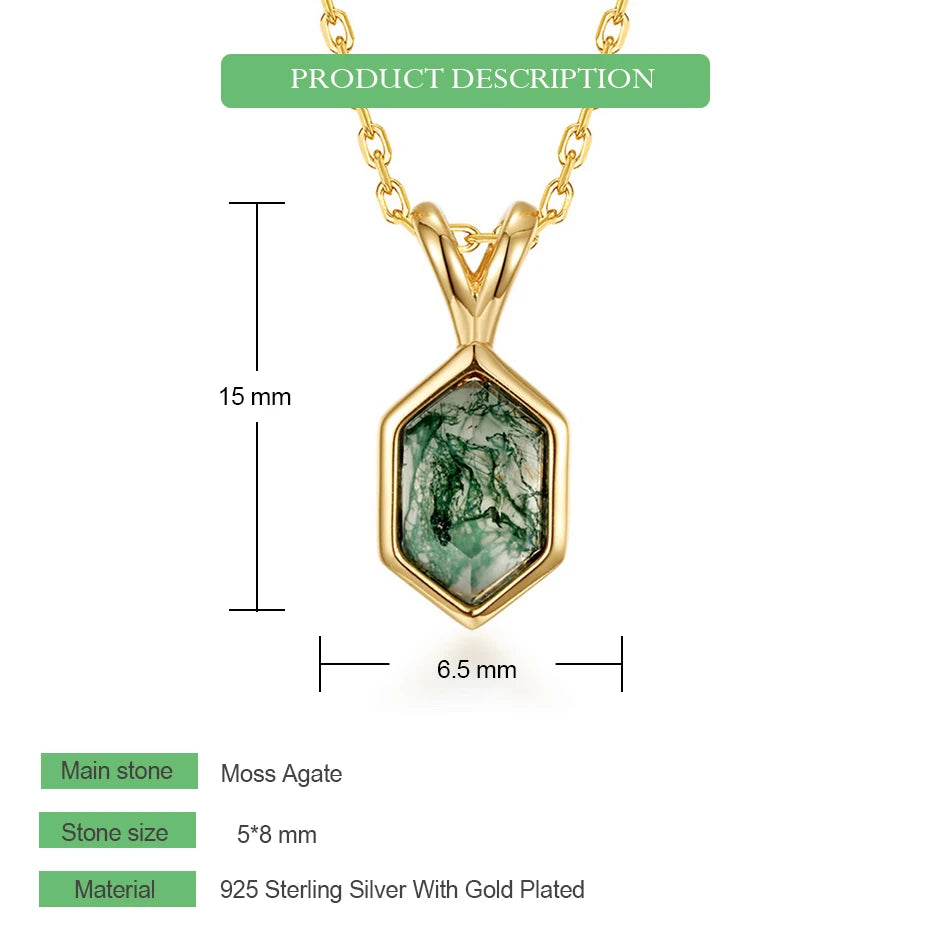 WES 100% 925 Silver Natural Unique Boho Moss Agate Pendant Necklace for Woman Earth Day Forest Jewelry Engagement Gift Wholesale - AMULET RING STORE