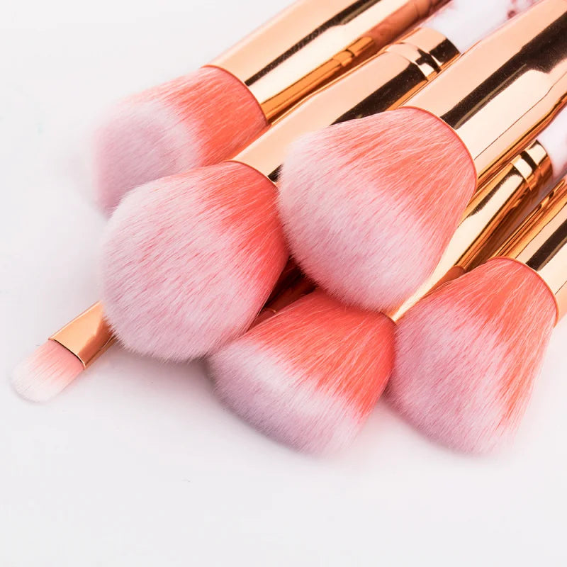 New10Makeup Brush Set Full Set Marble Pattern Beauty Tools Set Blush Eyeshadow Brush - AMULET RING STORE