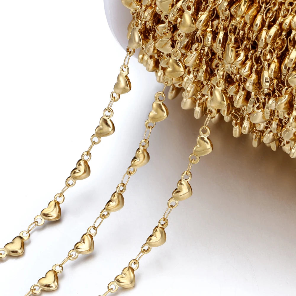 No Fade 1Meter Stainless Steel Gold Plated Embossed Link Chains DIY Women Men Necklaces Bracelets Jewelry Making Bags Chain Bulk - AMULET RING STORE