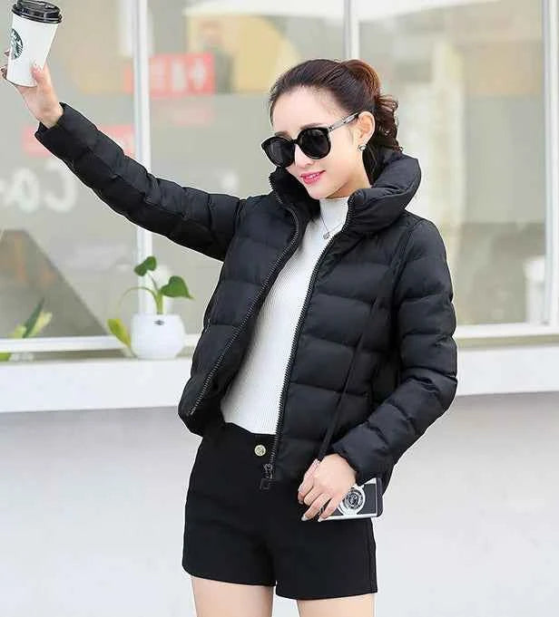 Red Quilted Padded Duck Down Short Woman Coat Thick Padding Jackets for Women Black Cropped Harajuku Fashion Winter Outer 2025