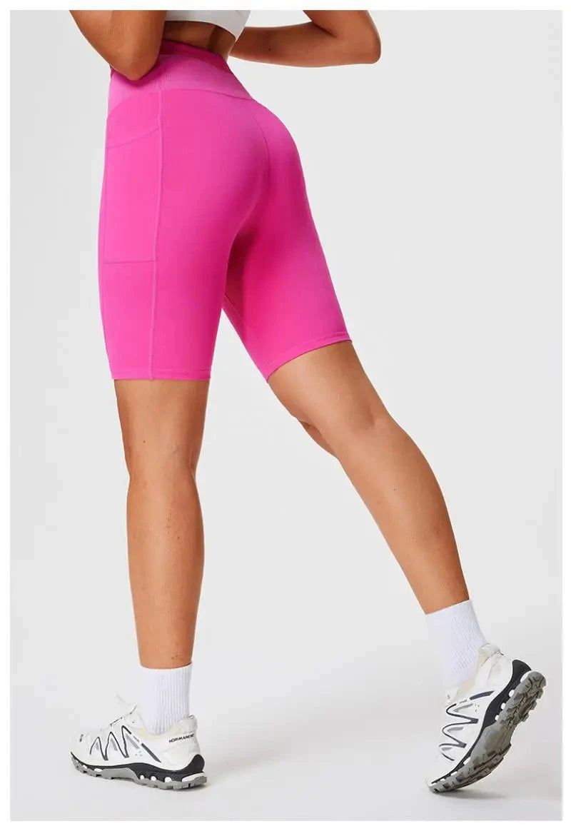 Marathon Compression Shorts with Waistband Pocket Men Women Quick Dry Nylon Workout Tights for Cycling Running Training