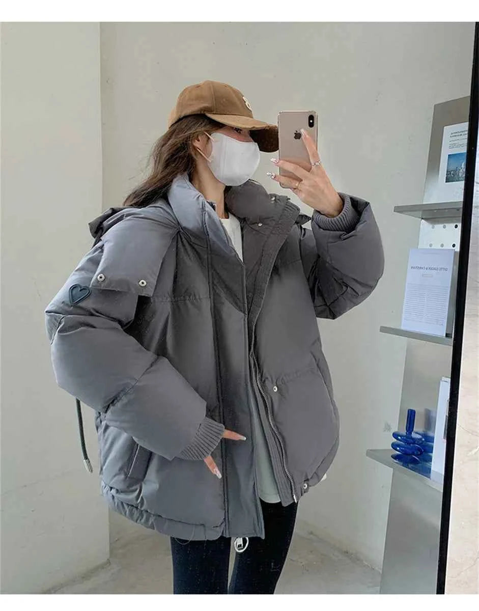 Women's Winter Warm Padded Jacket Coat 2025 New Down Cotton Hooded Solid Thick Parka Waterproof Puffy Korean Fashion Outdoor
