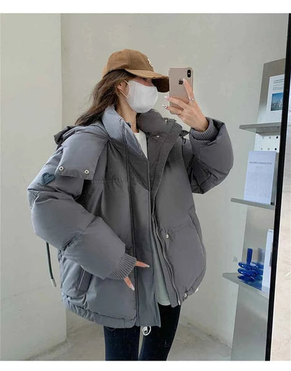 Women's Winter Warm Padded Jacket Coat 2025 New Down Cotton Hooded Solid Thick Parka Waterproof Puffy Korean Fashion Outdoor